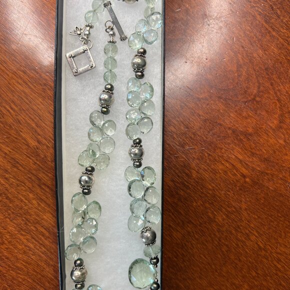 Original Handmade Quartz and Sterling Silver Filigree Toggle Necklace 16" - Picture 2 of 4